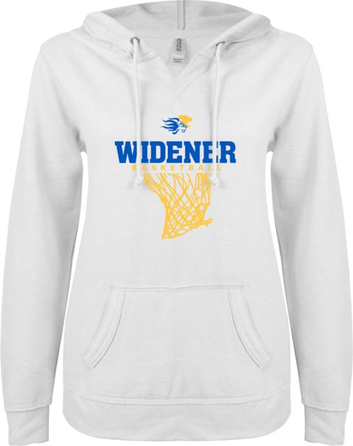 Widener ENZA Ladies V Notch Raw Edge Fleece Hoodie Basketball Net Design - ONLINE ONLY
