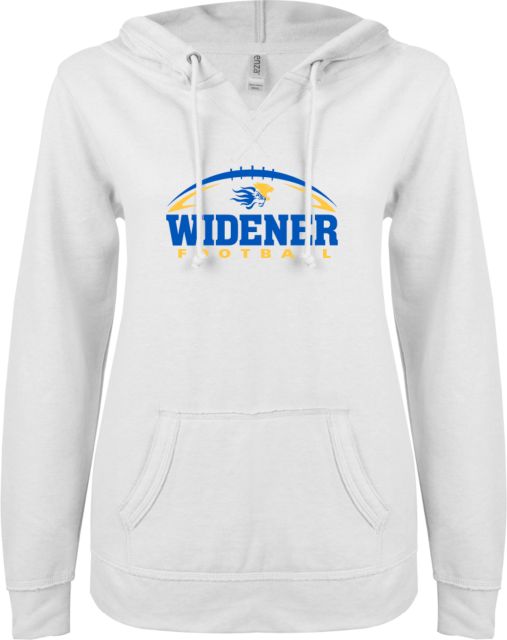 Widener ENZA Ladies V Notch Raw Edge Fleece Hoodie Football Design - ONLINE ONLY