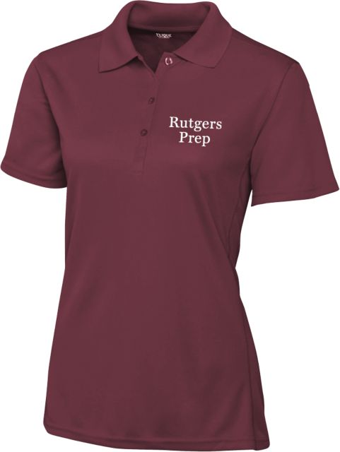 Rutgers Prep C&B Womens Bordeaux Clique Ice Pique Polo Rutgers Prep Stacked - ONLINE ONLY