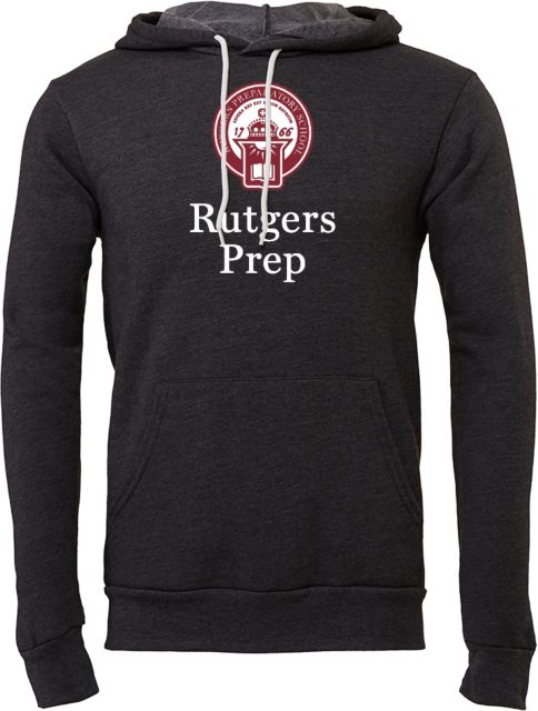 Rutgers Prep Bella + Canvas Heather Fleece Hood Rutgers Prep with Seal Vertical - ONLINE ONLY