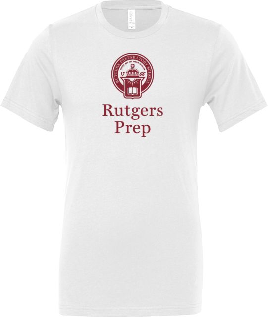 Rutgers Prep Bella + Canvas Jersey Cotton T Shirt Rutgers Prep with Seal Vertical - ONLINE ONLY