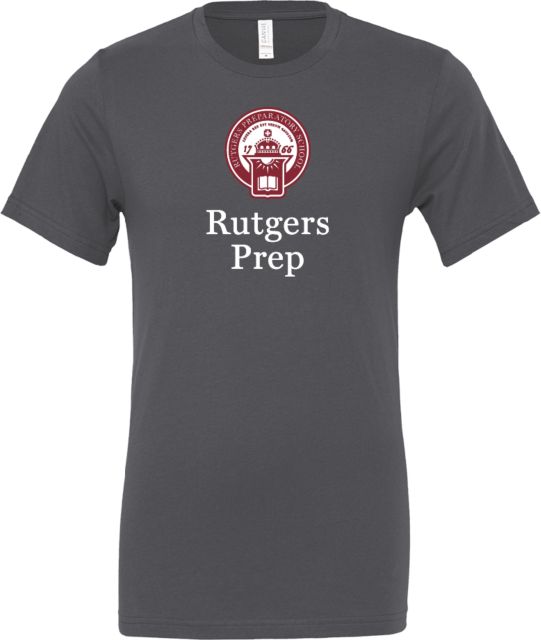 Rutgers Prep Bella + Canvas Jersey Cotton T Shirt Rutgers Prep with Seal Vertical - ONLINE ONLY