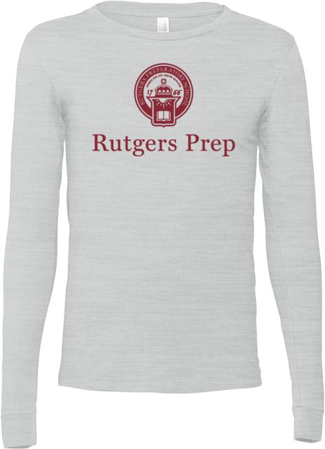 Rutgers Prep Bella + Canvas Ash Jersey Cotton Long Sleeve T Shirt Rutgers Prep with Seal - ONLINE ONLY