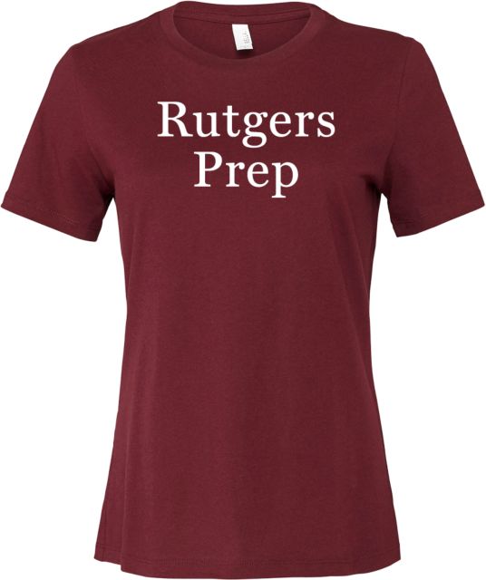Rutgers Prep Bella + Canvas Womens Relaxed Cotton T Shirt Rutgers Prep Stacked - ONLINE ONLY