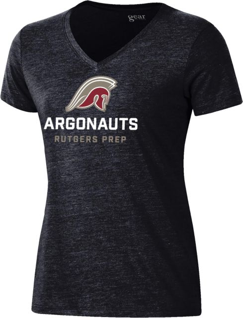 Rutgers Prep Gear Womens Triblend VNeck Tee Rutgers Prep Argonauts with Mascot Stacked - ONLINE ONLY