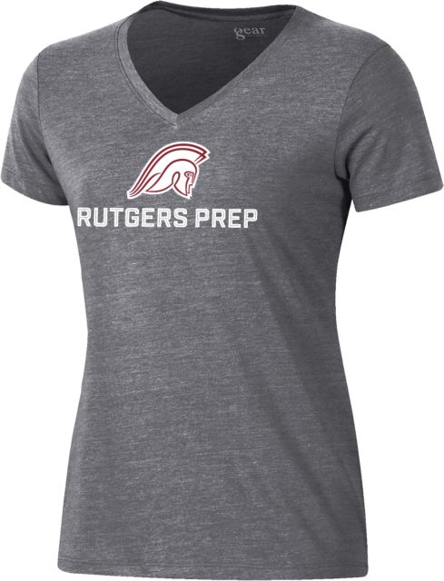 Rutgers Prep Gear Womens Gunsmoke Triblend VNeck Tee Argonaut Mascot Rutgers Prep Stacked - ONLINE ONLY