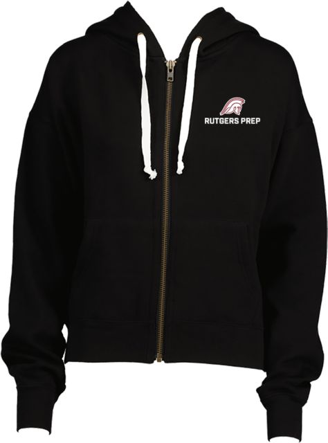 Rutgers Prep ENZA Womens Boxy Full Zip Hood Argonaut Mascot Rutgers Prep Stacked - ONLINE ONLY