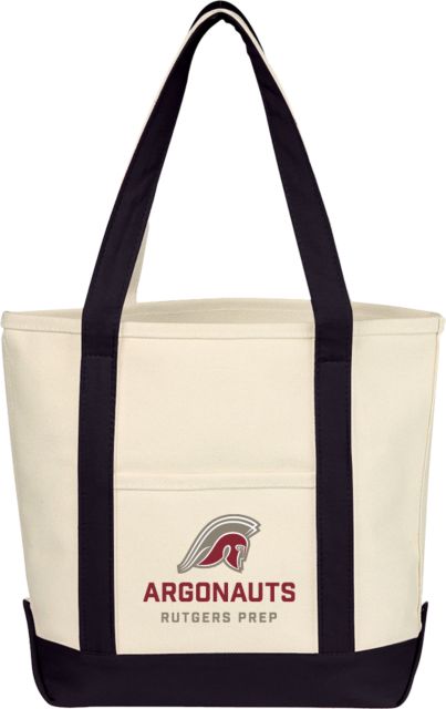 Rutgers Prep Cotton Canvas Tote Bag Rutgers Prep Argonauts with Mascot Stacked - ONLINE ONLY
