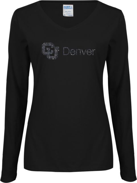 Colorado Denver Womens Long Sleeve V Neck Tee  CU Denver Soft Glitter