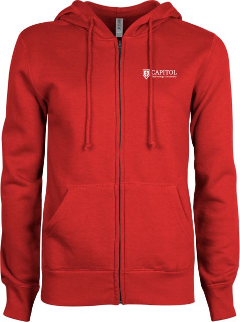 Capitol Technology ENZA Womens Red Fleece Full Zip Hoodie Primary Mark - ONLINE ONLY