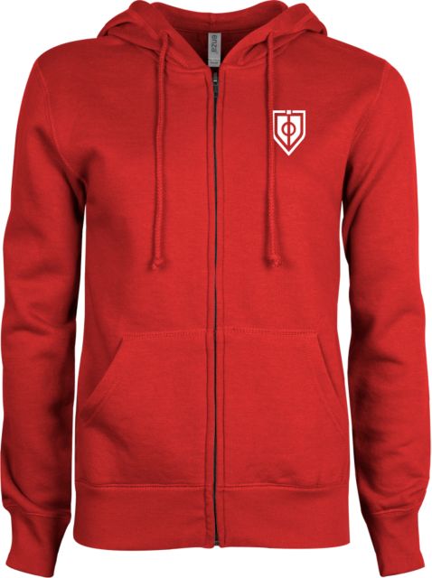 Capitol Technology ENZA Womens Red Fleece Full Zip Hoodie Shield - ONLINE ONLY
