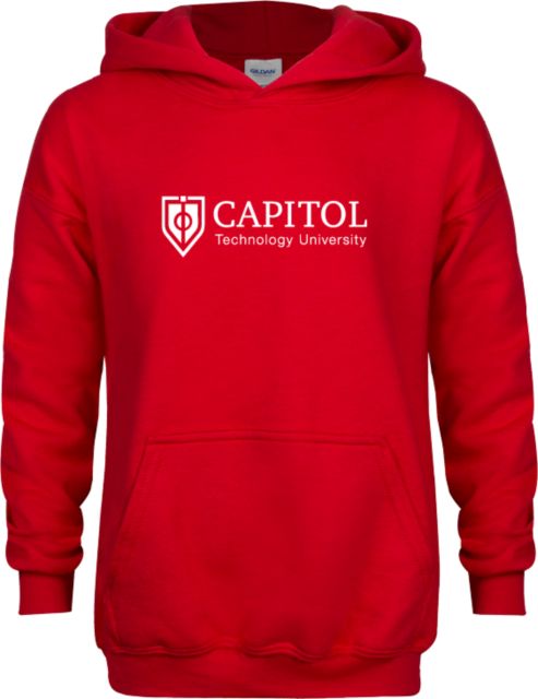 Capitol Technology Youth Red Fleece Hoodie Primary Mark - ONLINE ONLY