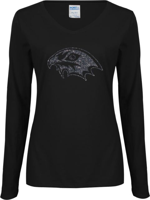 CC Denver Womens Long Sleeve V Neck Tee  CityHawks Head Soft Glitter