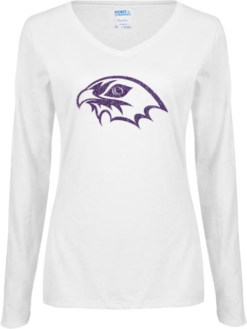 CC Denver Womens Long Sleeve V Neck Tee CityHawks Head Glitter