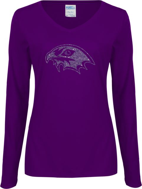 CC Denver Womens Long Sleeve V Neck Tee  CityHawks Head Glitter