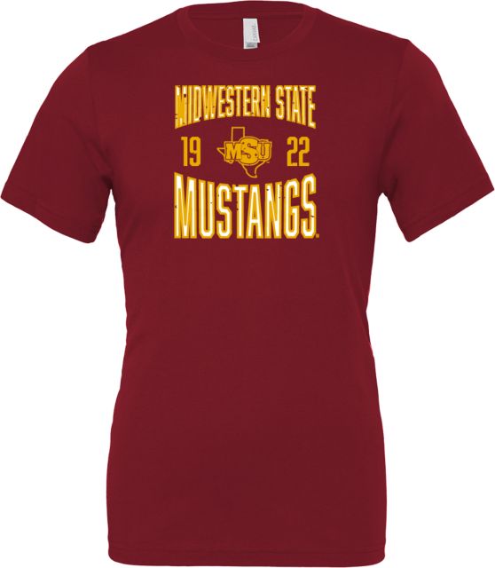 Midwestern State Bella + Canvas Jersey Cotton T Shirt Midwestern State Mustangs Established Date - ONLINE ONLY