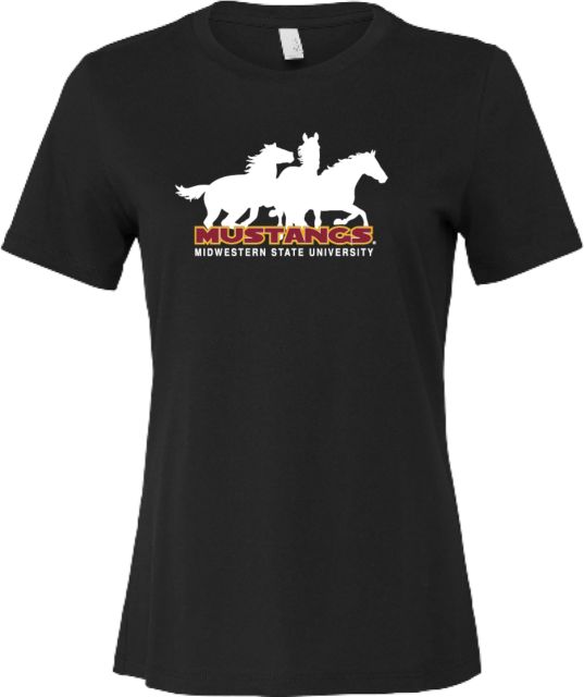 Midwestern State Bella + Canvas Womens Relaxed Cotton T Shirt MSU Mustangs Silhouette - ONLINE ONLY