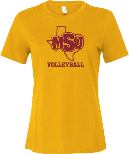 Midwestern State Bella + Canvas Womens Relaxed Cotton T Shirt Volleyball - MSU - ONLINE ONLY