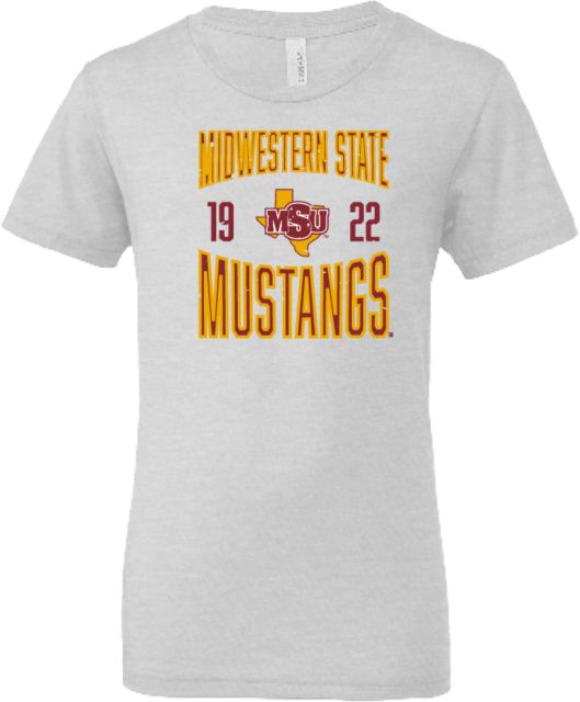 Midwestern State Bella + Canvas Youth Ash Jersey T Shirt Midwestern State Mustangs Established Date - ONLINE ONLY
