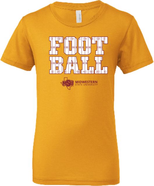 Midwestern State Bella + Canvas Youth Jersey T Shirt MSU Football Field Lines Text - ONLINE ONLY