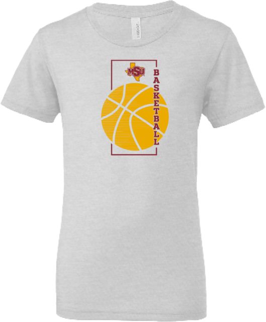 Midwestern State Bella + Canvas Youth Ash Jersey T Shirt MSU Basketball Minimalist Modern - ONLINE ONLY