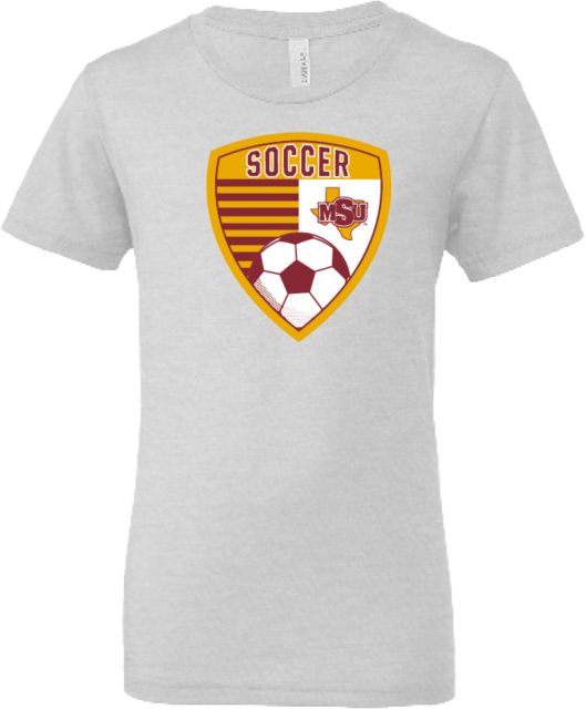 Midwestern State Bella + Canvas Youth Ash Jersey T Shirt MSU Soccer Crest - ONLINE ONLY
