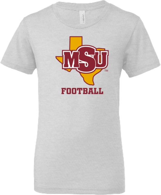 Midwestern State Bella + Canvas Youth Ash Jersey T Shirt Football - MSU - ONLINE ONLY