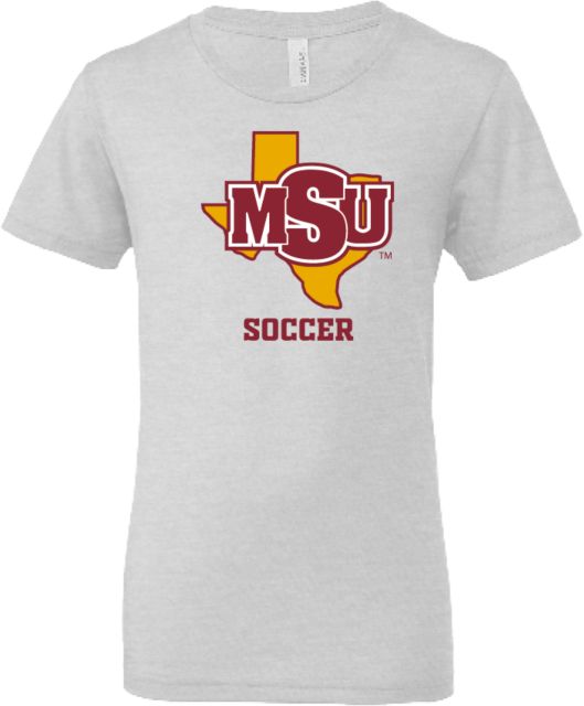 Midwestern State Bella + Canvas Youth Ash Jersey T Shirt Soccer - MSU - ONLINE ONLY