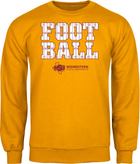 Midwestern State Fleece Crew MSU Football Field Lines Text - ONLINE ONLY