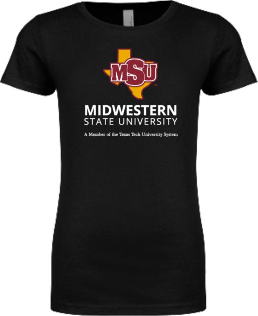 Midwestern State Next Level Girls Fashion Fit T Shirt MSU Institutional Stacked - ONLINE ONLY