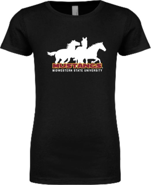 Midwestern State Next Level Girls Fashion Fit T Shirt MSU Mustangs Silhouette - ONLINE ONLY