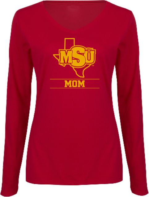 Midwestern State Womens Long Sleeve V Neck Tee  Mom - MSU - ONLINE ONLY