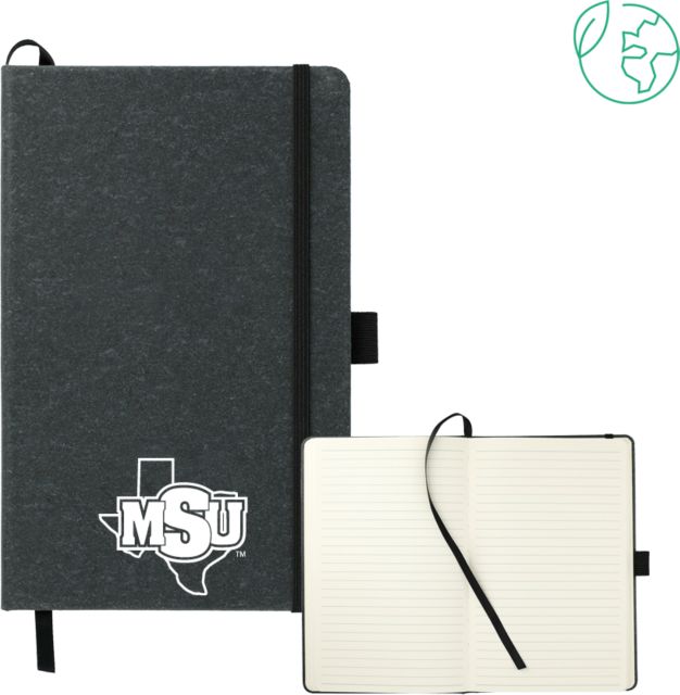 Midwestern State 5.5 x 8.5 FSC Mix Recycled Leather Bound Journal MSU Logo - White - ONLINE ONLY