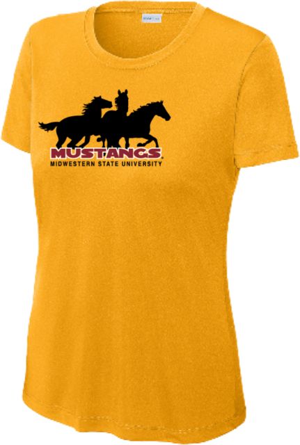 Midwestern State Womens Performance Short Sleeve Tee MSU Mustangs Silhouette - ONLINE ONLY