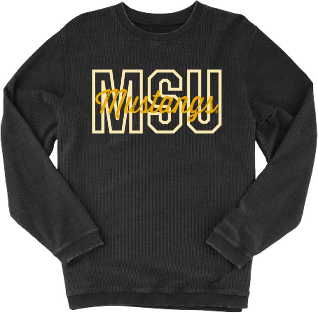 Midwestern State Boxercraft Womens Corded Crew MSU with Mustangs Script Overlayed - ONLINE ONLY