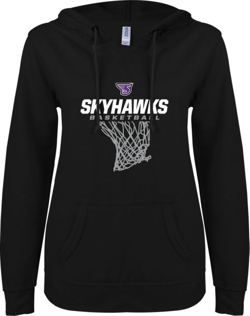 Stonehill ENZA Ladies V Notch Raw Edge Fleece Hoodie Basketball Net Design - ONLINE ONLY