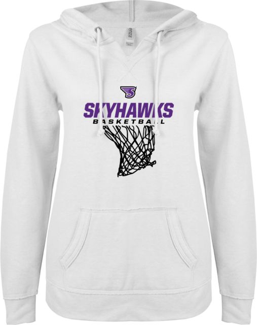 Stonehill ENZA Ladies V Notch Raw Edge Fleece Hoodie Basketball Net Design - ONLINE ONLY