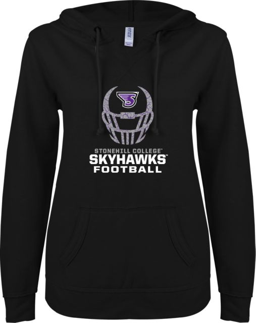 Stonehill ENZA Ladies V Notch Raw Edge Fleece Hoodie Football Helmet Design - ONLINE ONLY