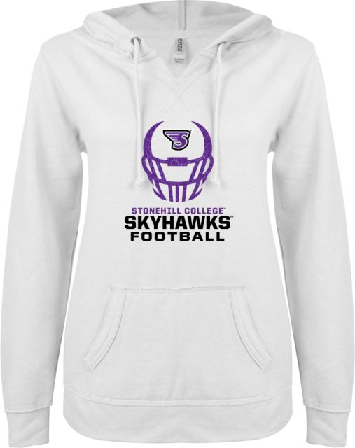 Stonehill ENZA Ladies V Notch Raw Edge Fleece Hoodie Football Helmet Design - ONLINE ONLY