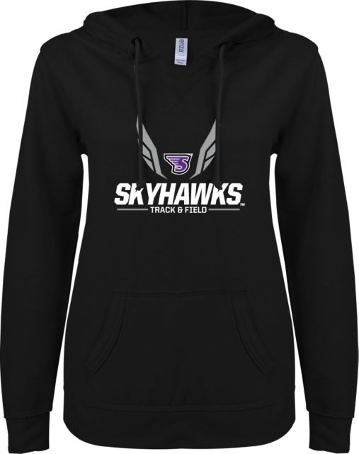Stonehill ENZA Ladies V Notch Raw Edge Fleece Hoodie Track and Field Wings Design - ONLINE ONLY