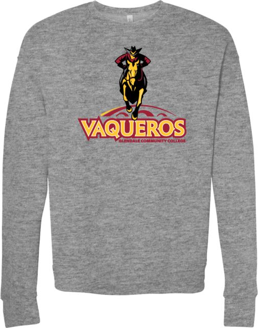 Glendale CC Bella + Canvas Fleece Crew Glendale Community College Vaqueros Wordmark with Mascot - ONLINE ONLY