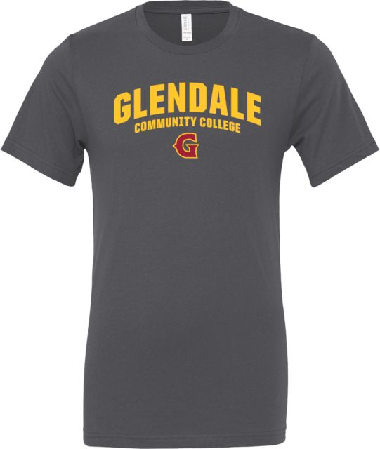 Glendale CC Bella + Canvas Asphalt Jersey Cotton T Shirt Glendale Community College with G Arched - ONLINE ONLY