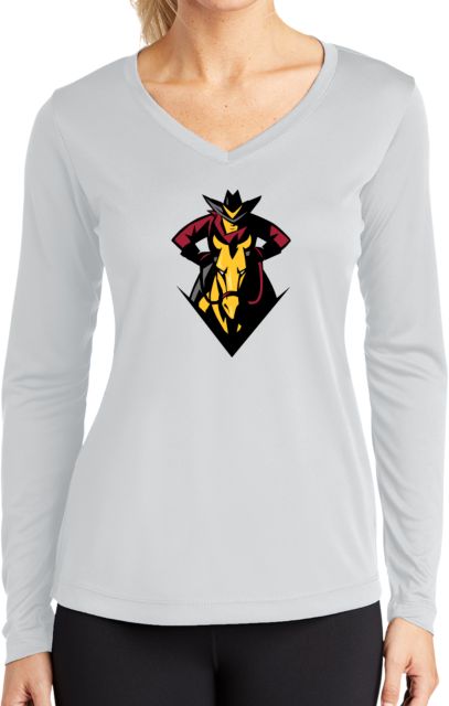 Glendale CC Womens Performance Long Sleeve V Neck Shirt GCC Mascot Bust - ONLINE ONLY
