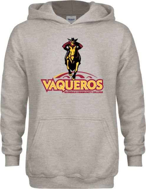 Glendale CC Youth Fleece Hood Glendale Community College Vaqueros Wordmark with Mascot - ONLINE ONLY,,