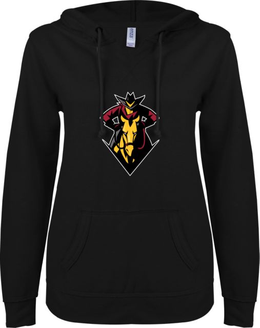 Glendale CC ENZA Womens V Notch Raw Edge Fleece Hoodie GCC Mascot Bust - ONLINE ONLY