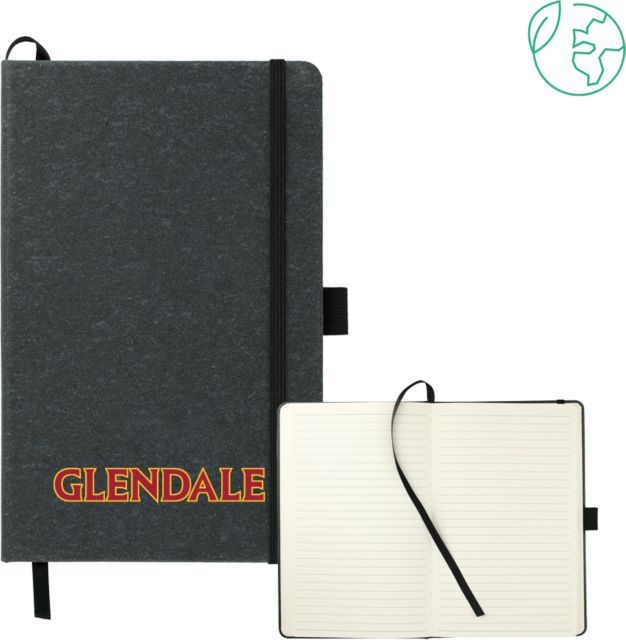 Glendale CC 5.5 x 8.5 FSC Mix Recycled Leather Bound Journal Glendale Wordmark - ONLINE ONLY