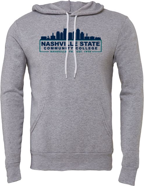 Nashville State Bella + Canvas Fleece Hood Nashville State CC City Skyline - ONLINE ONLY
