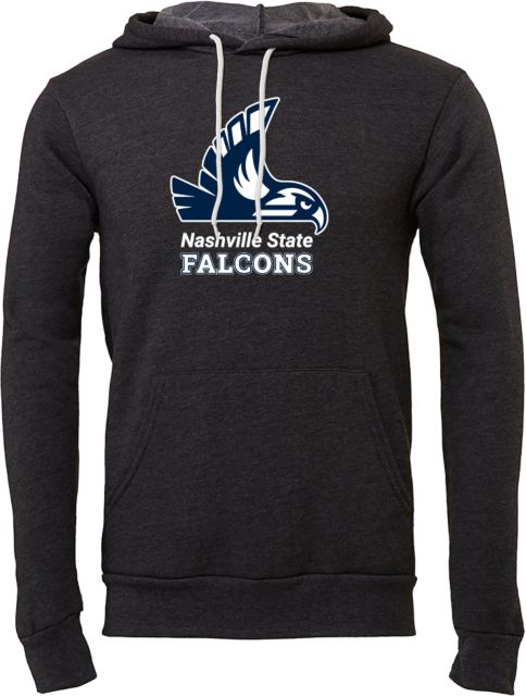 Nashville State Bella + Canvas Dark Heather Fleece Hood Nashville State Falcons Mascot - ONLINE ONLY