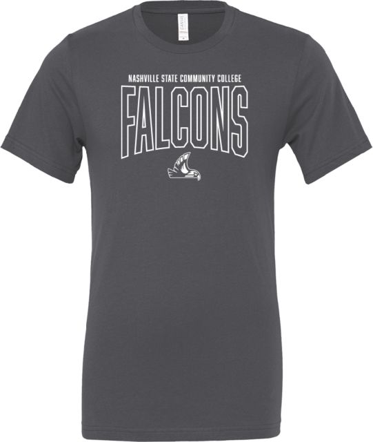 Nashville State Bella + Canvas Asphalt Jersey Cotton T Shirt Nashville State CC Falcons Arch Mascot - ONLINE ONLY