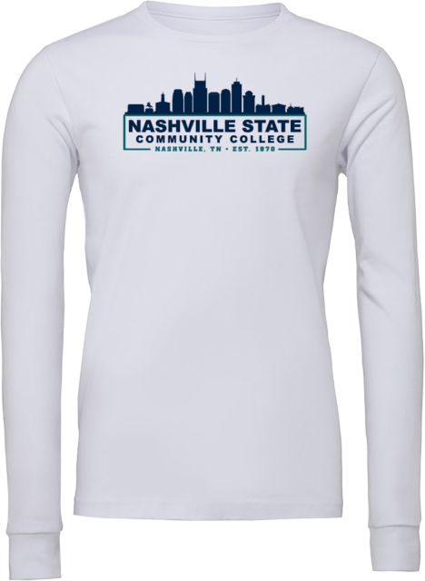 Nashville State Bella + Canvas Jersey Cotton Long Sleeve T Shirt Nashville State CC City Skyline - ONLINE ONLY